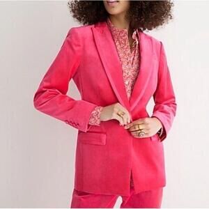 J. Crew Willa Blazer Suit Jacket Dragon Fruit Pink Size 2 Velvet EUC
